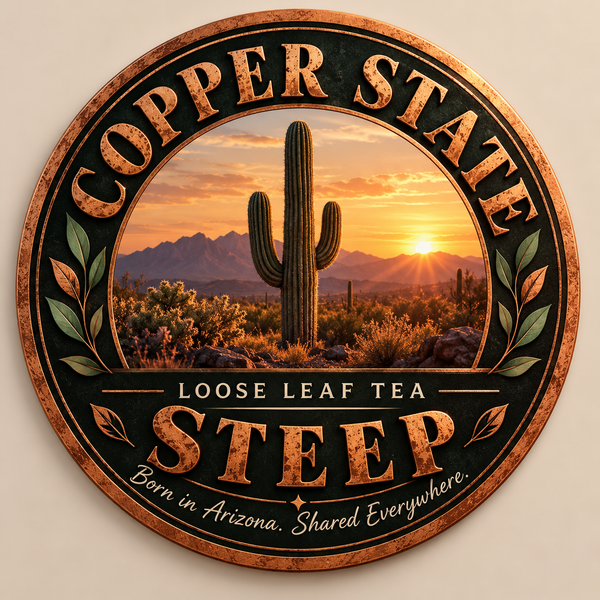Copper State Steep circular copper Arizona desert logo